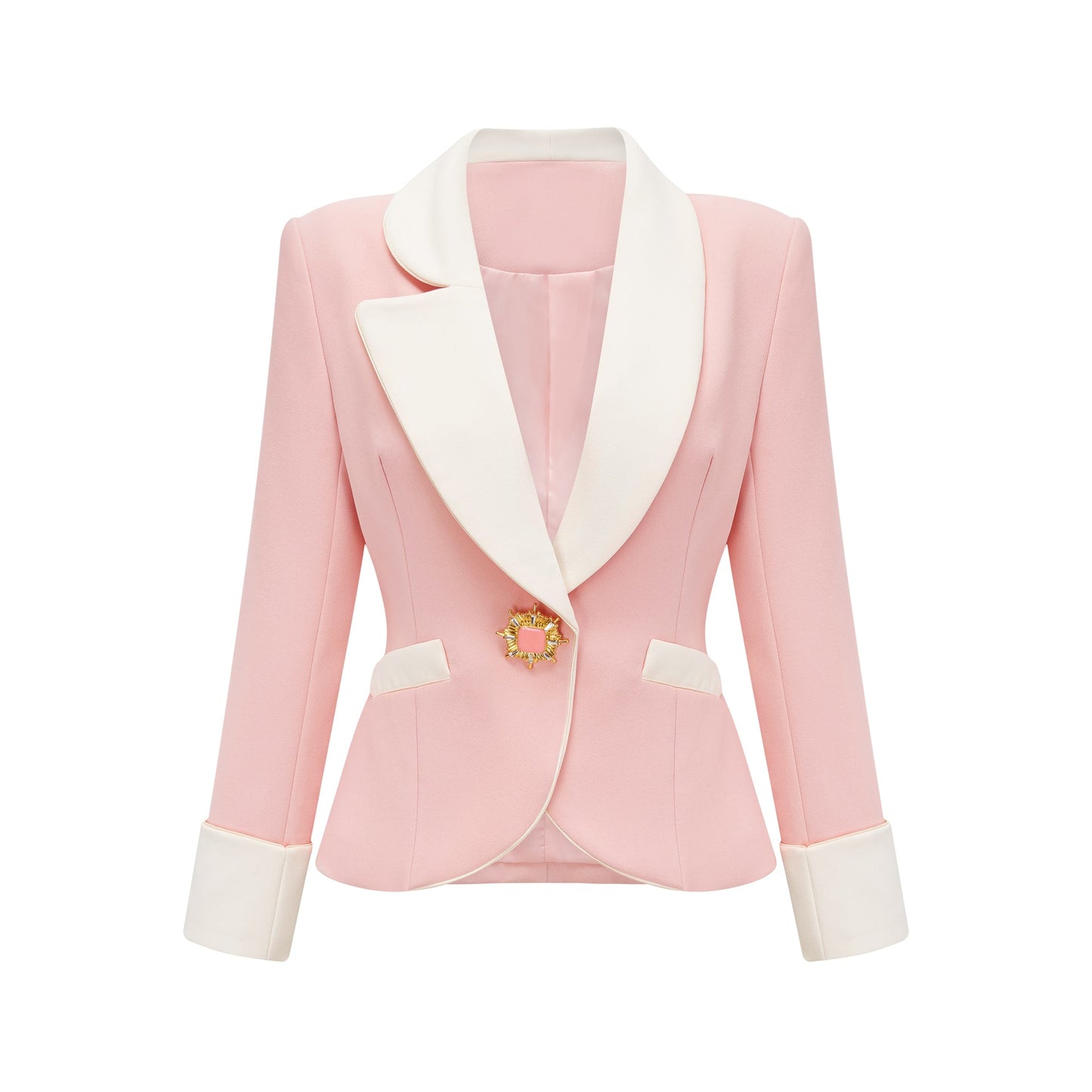 Claretta renk bloklu blazer ve pantolon uyumlu takım