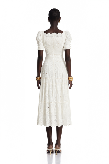 Anaïs Faux-Pearl Embellished Cut-Out Midi Dress