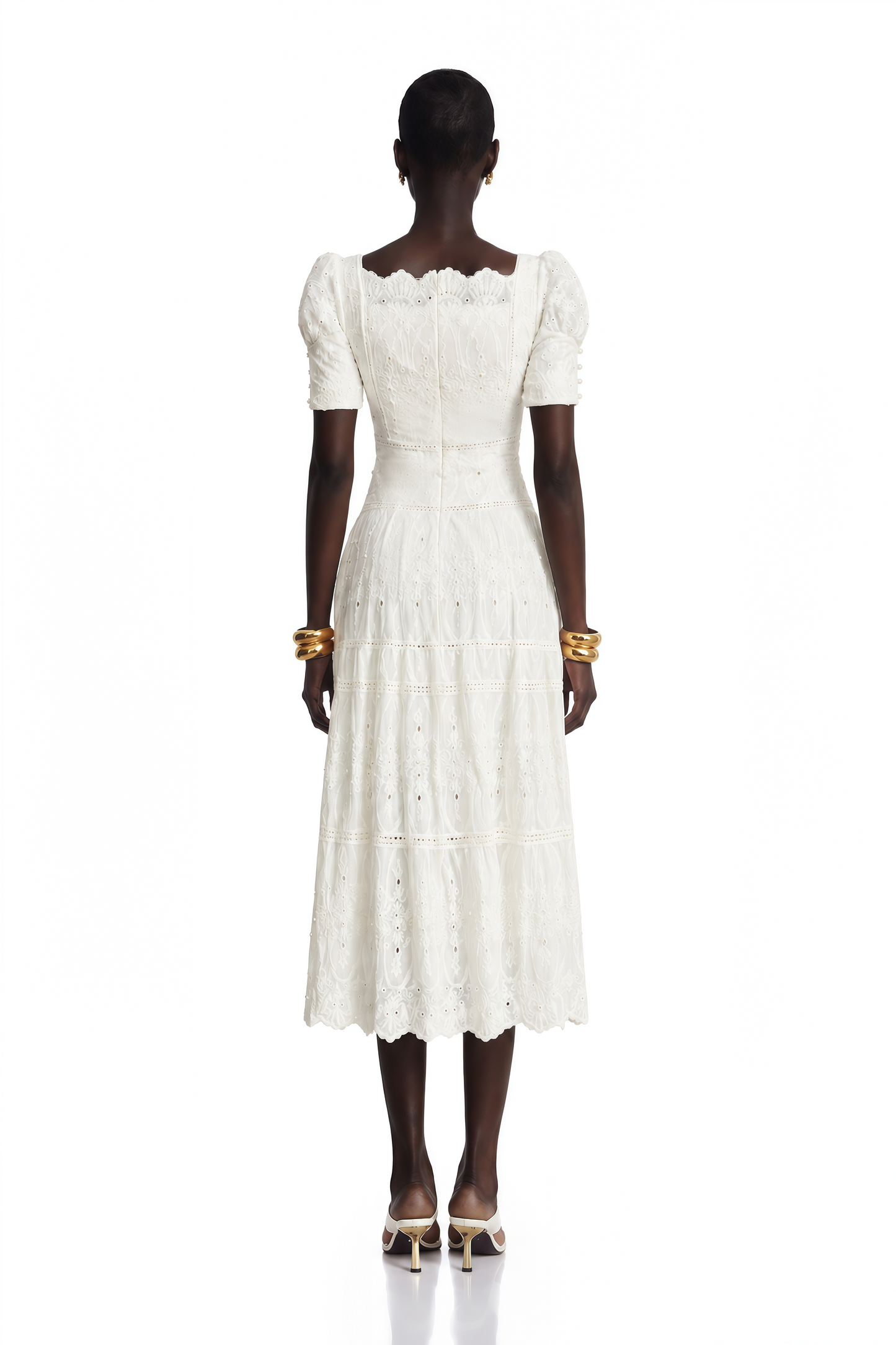 Anaïs Faux-Pearl Embellished Cut-Out Midi Dress