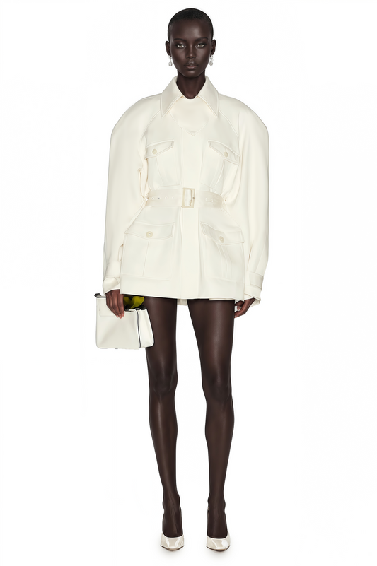 Ambre Cream White Belted Trench Coat