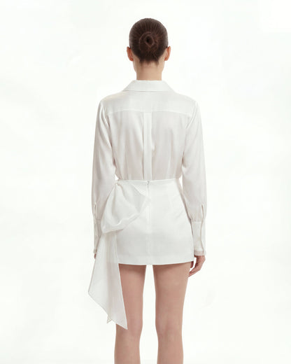 Cascading Bow Mini Skirt - White