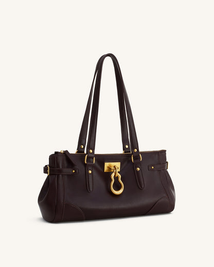 Yvette Elongated Tote Çanta - Koyu Kahverengi