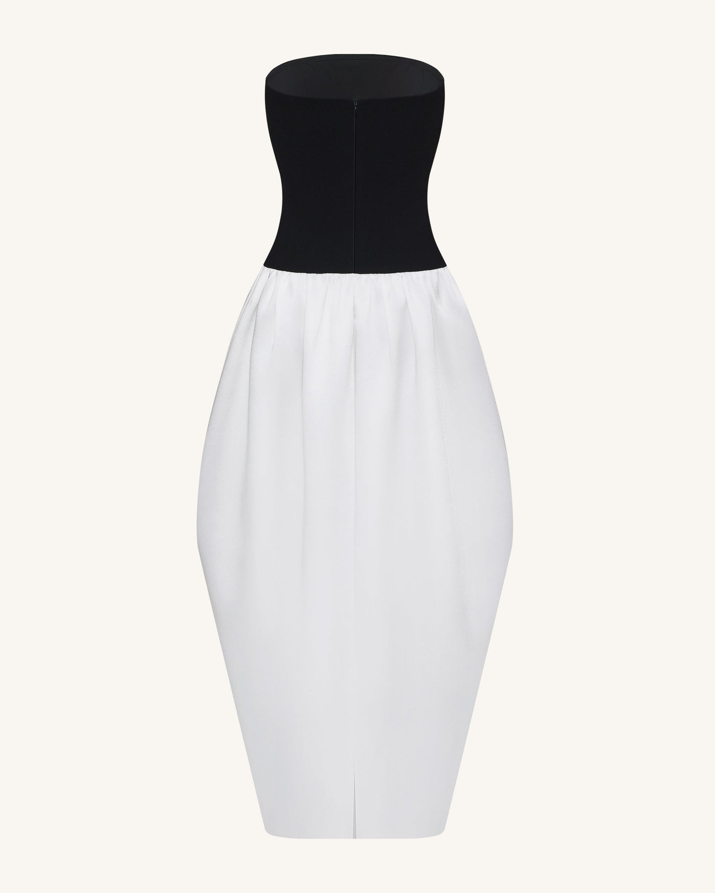 Tek Renk Panelli Straplez (Askısız) Sculptural Maxi Elbise - Siyah