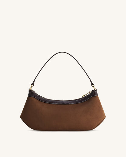 Lily Suni Süet Omuz Çantası - Koyu Kahverengi