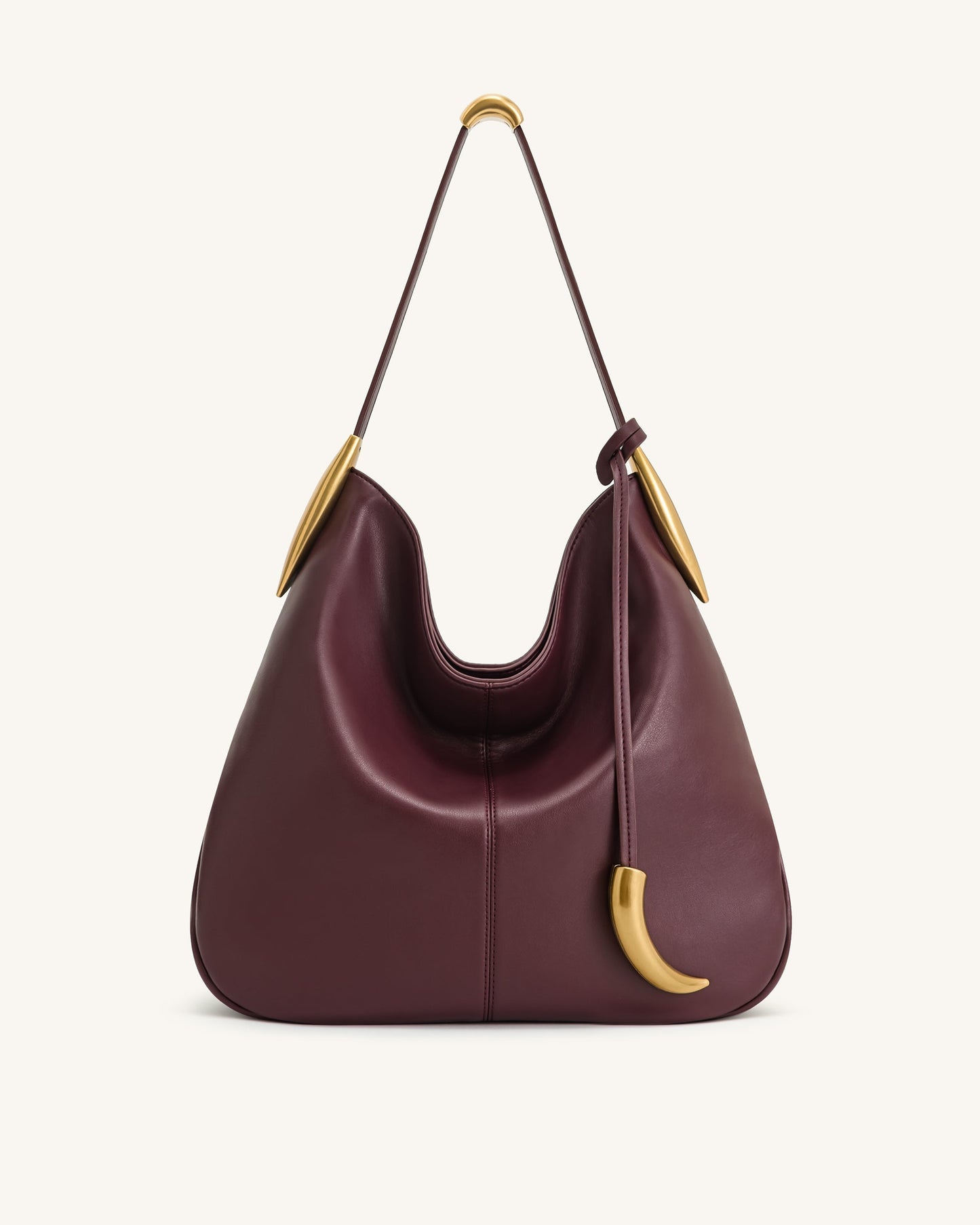 Nina Metal Detaylı Charm / Süs Hobo Çanta - Bordo