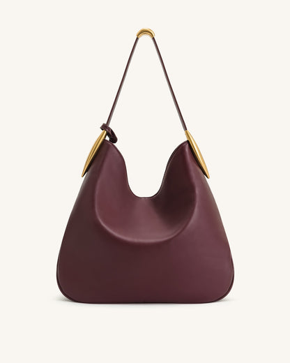 Nina Metal Detaylı Charm / Süs Hobo Çanta - Bordo