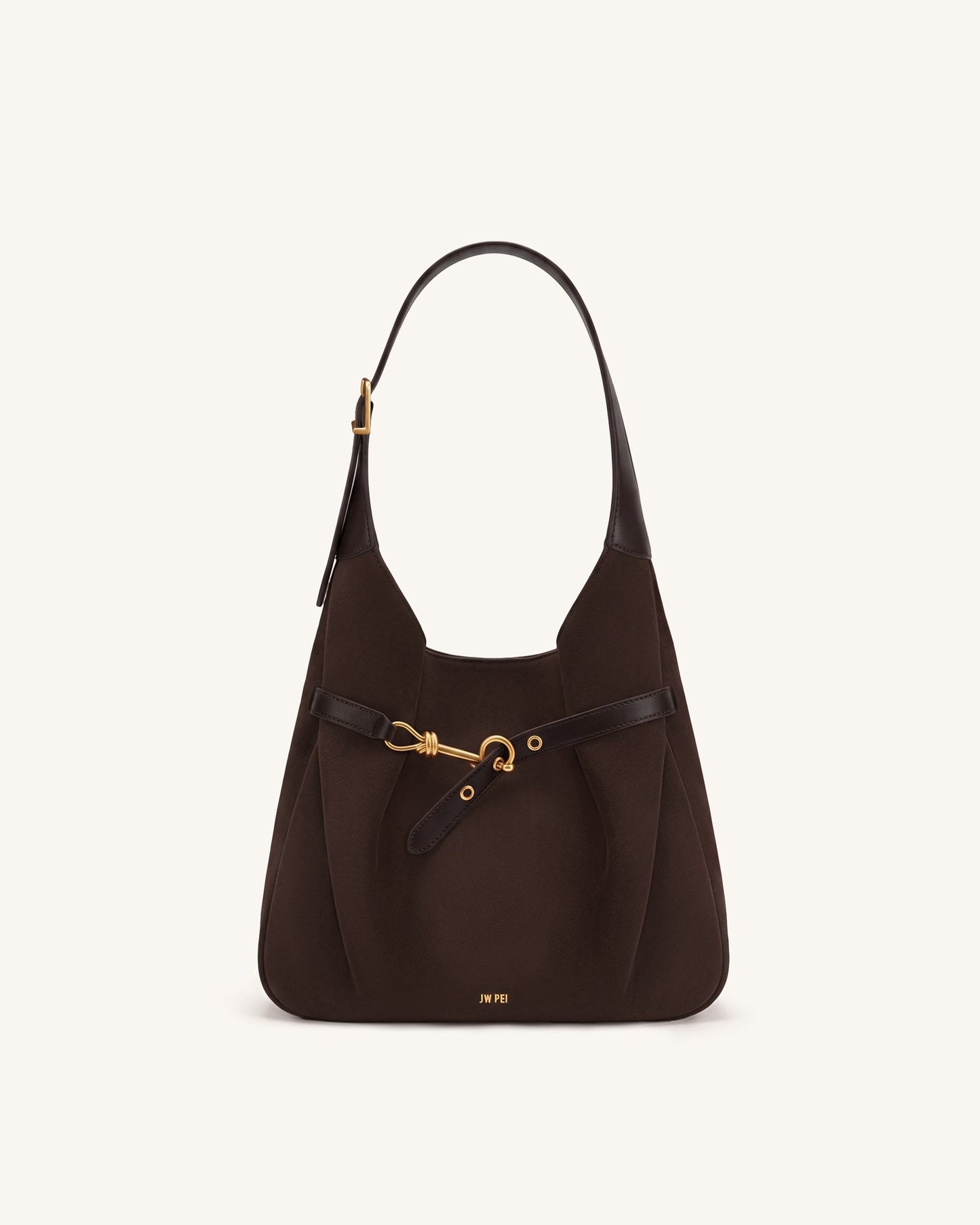 Alina Faux Suede Hobo Bag - Chocolate Brown