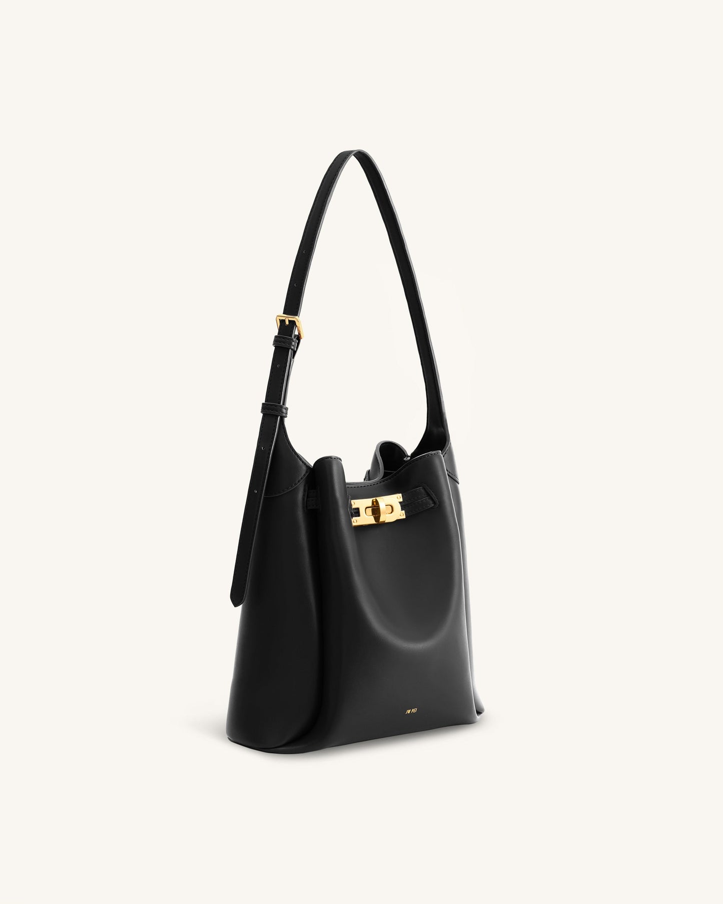 Charlene Double Buckle Hobo Bag - Black