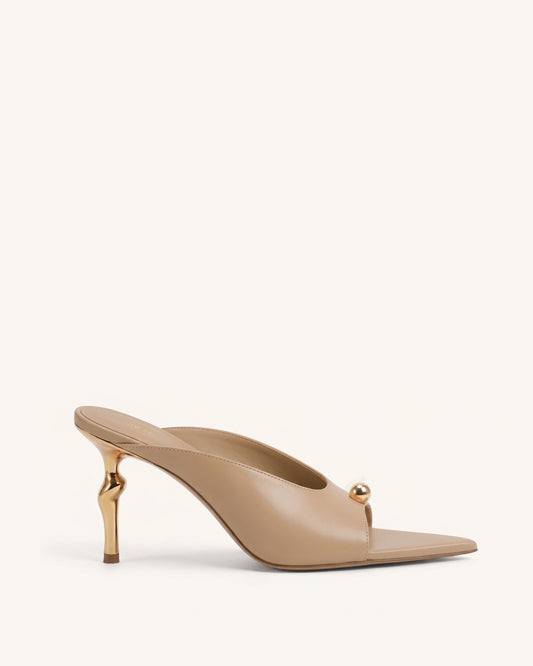 Noemi Pointed-Toe Mule Heels - Khaki