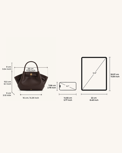 Hana Mini Tote Çanta - Koyu Kahverengi