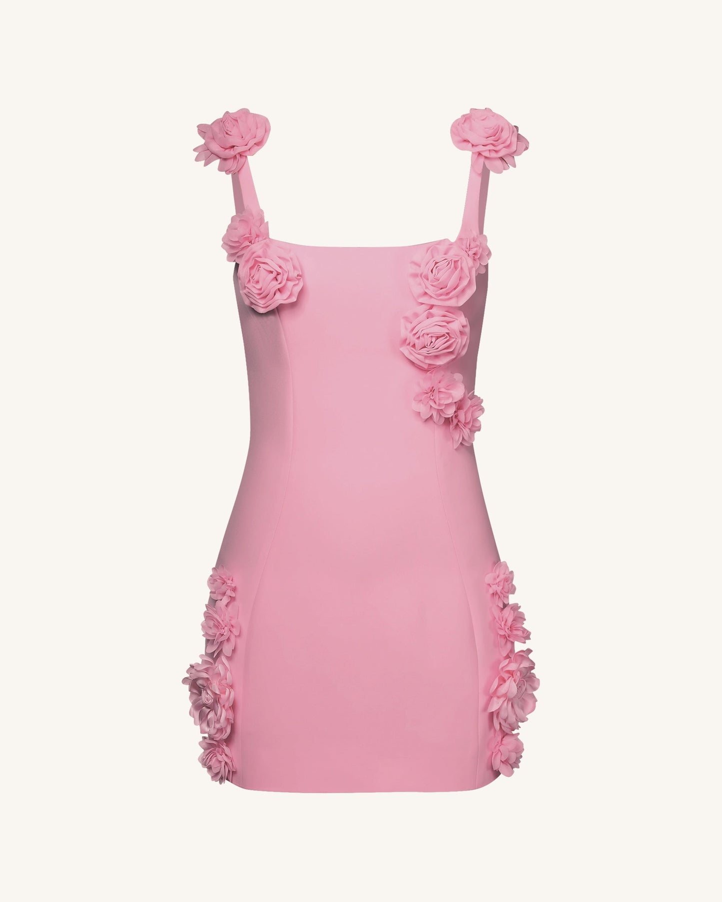 Elaina Pembe Rozet Detaylı Aplikeli Mini Dress-Pink