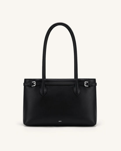 Camille Buckle Strap Tote Bag - Black