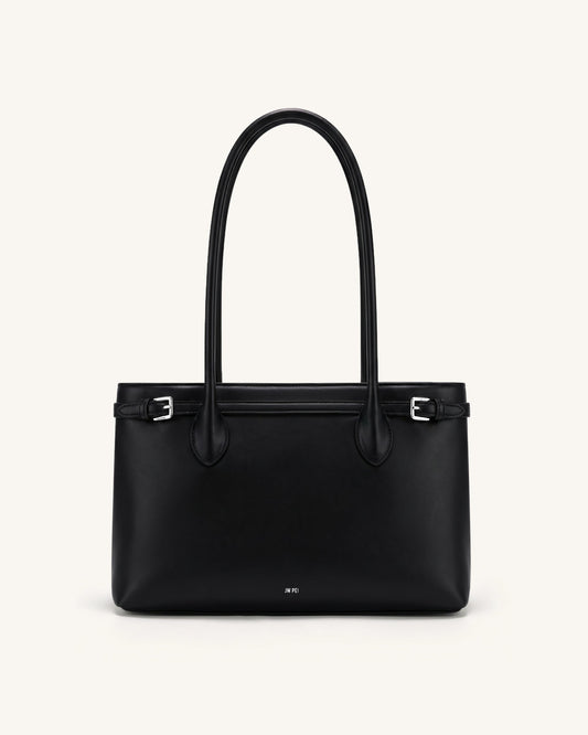 Camille Buckle Strap Tote Bag - Black