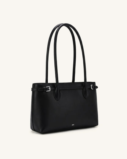 Camille Buckle Strap Tote Bag - Black