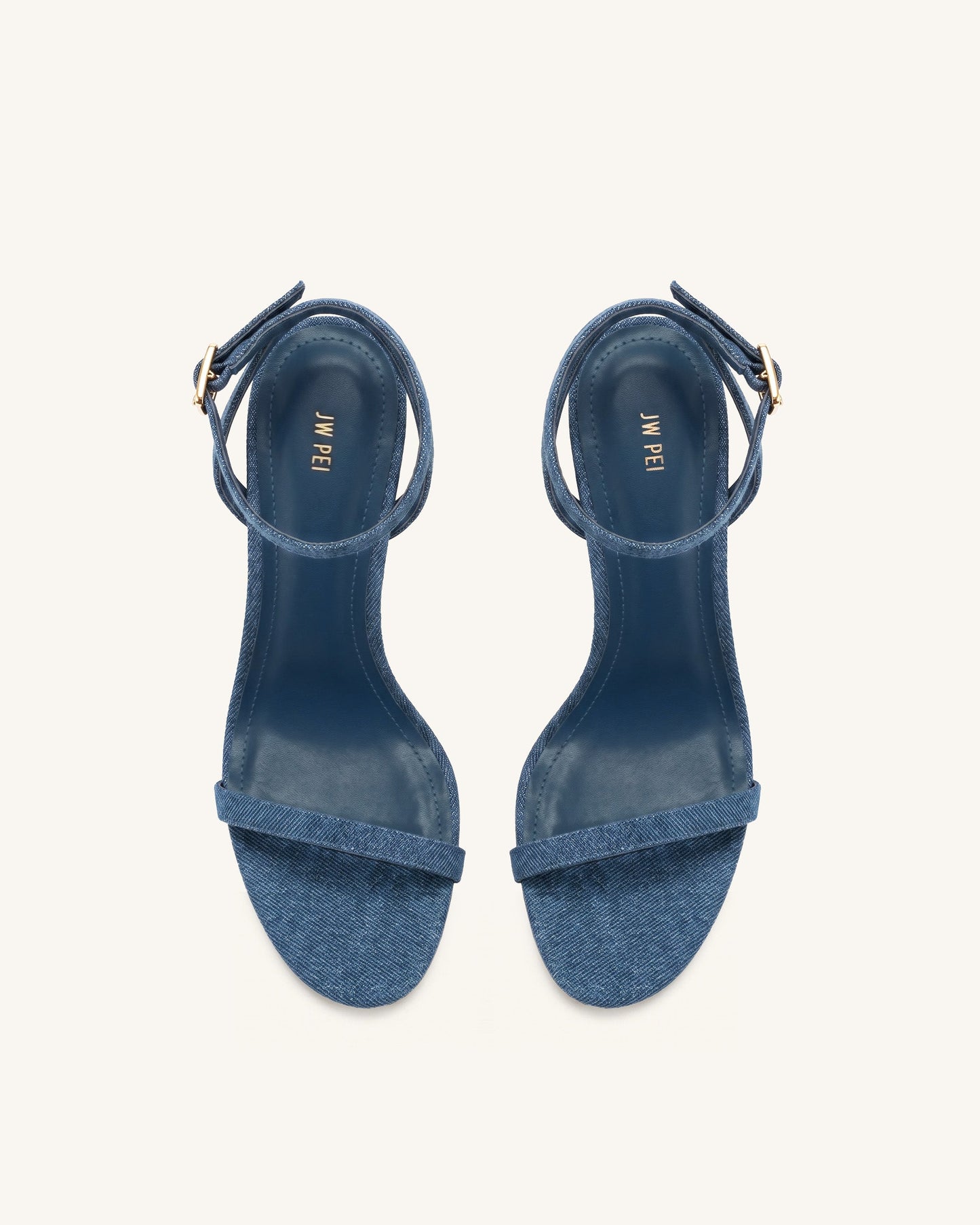 Alivia Gold Metal Heel Sandals - Denim Blue