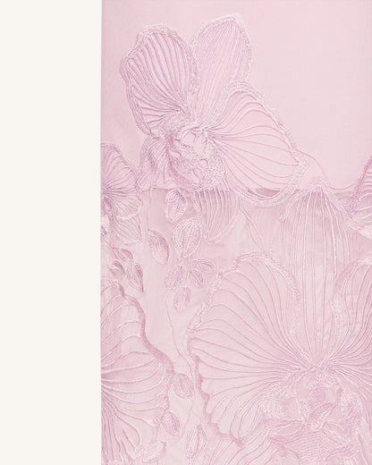Orkide Nakışlı Korse Model Elbise - Pastel Gül Kurusu