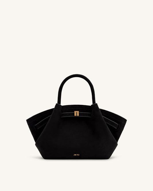 Hana Mini Suni Süet Tote Çanta - Siyah