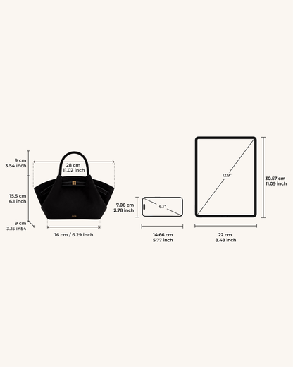 Hana Mini Suni Süet Tote Çanta - Siyah