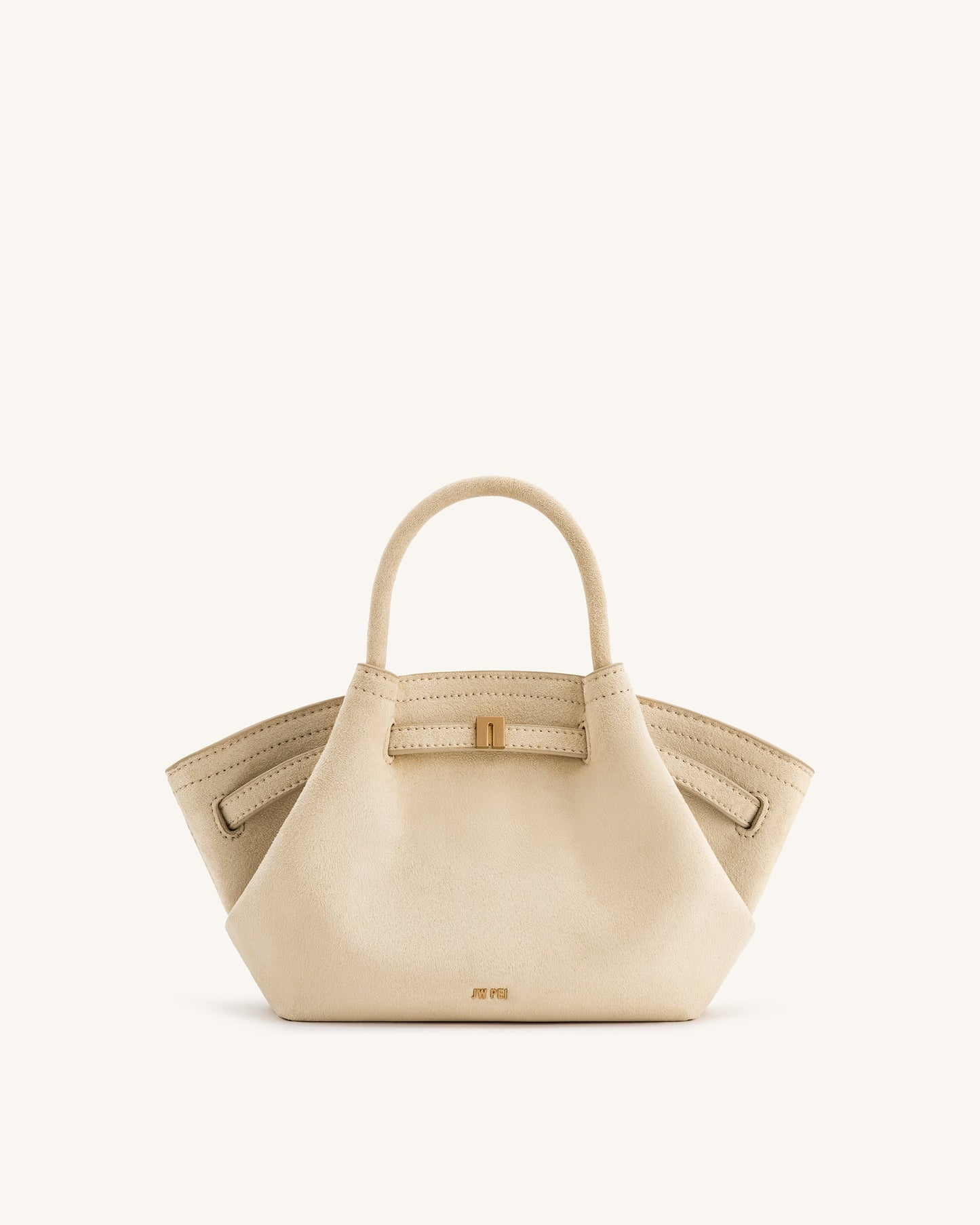Hana Mini Suni Süet Tote Çanta - Açık Beyaz