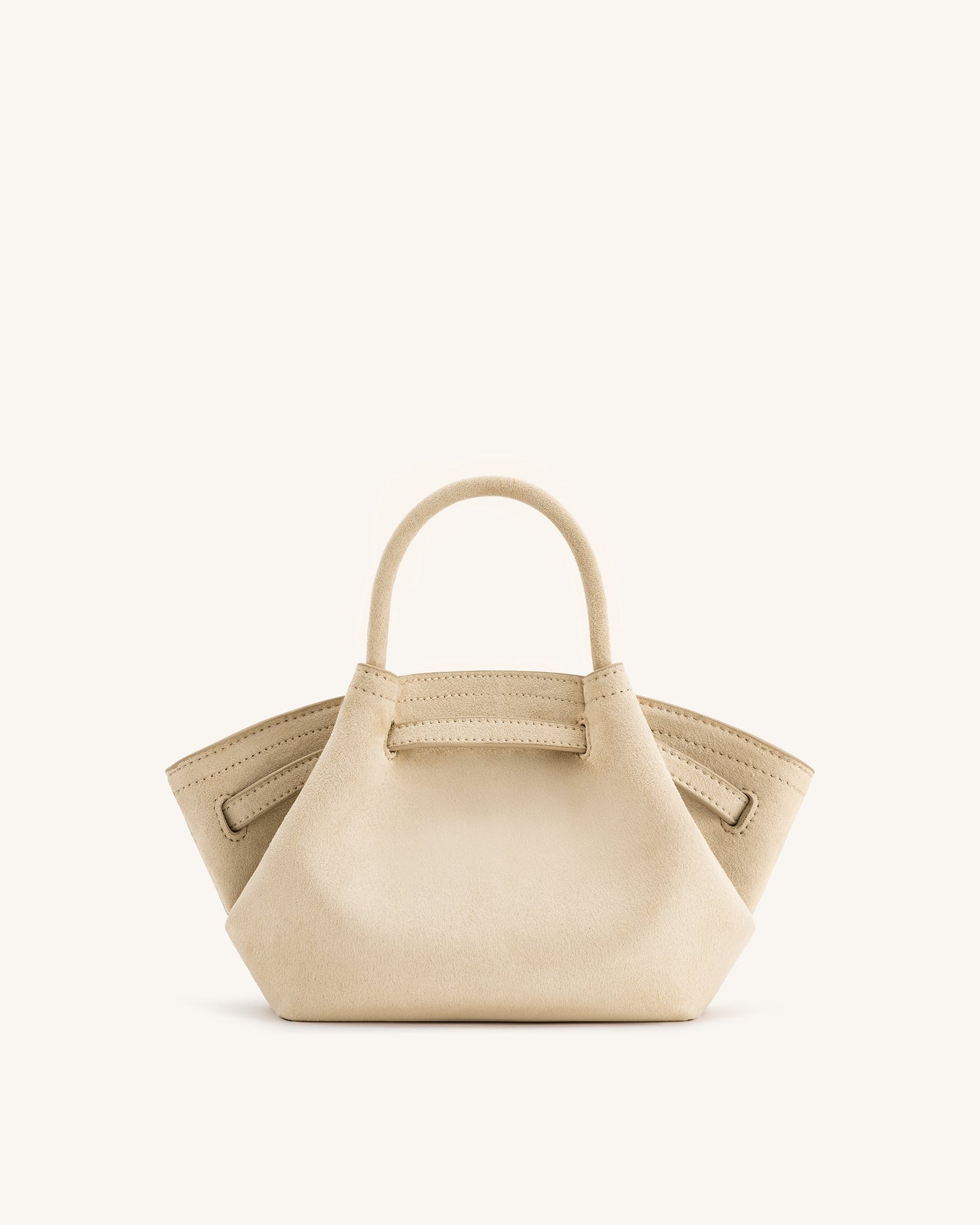 Hana Mini Suni Süet Tote Çanta - Açık Beyaz