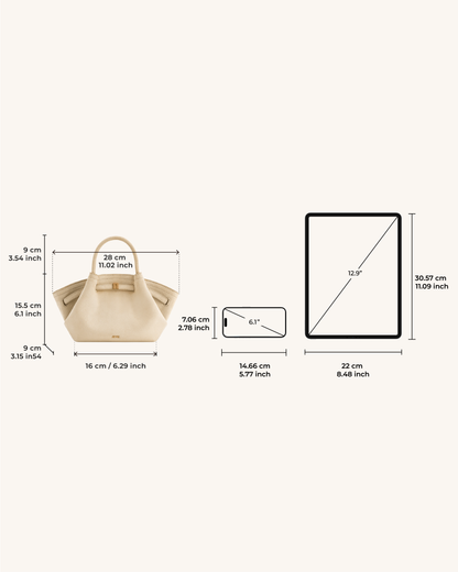 Hana Mini Suni Süet Tote Çanta - Açık Beyaz