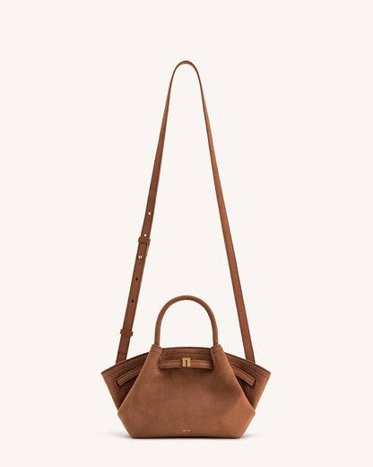 Hana Mini Suni Süet Tote Çanta - Kahverengi