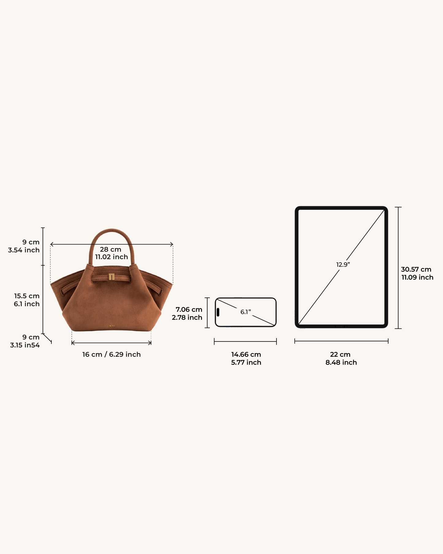 Hana Mini Suni Süet Tote Çanta - Kahverengi