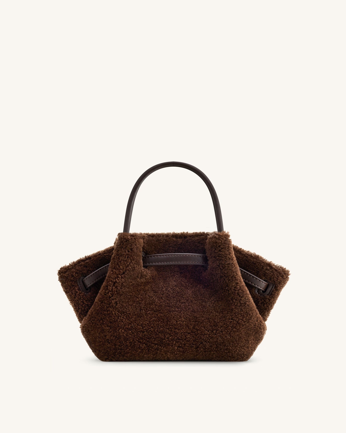 Hana Mini Suni Kürk Tote Çanta - Koyu Kahverengi