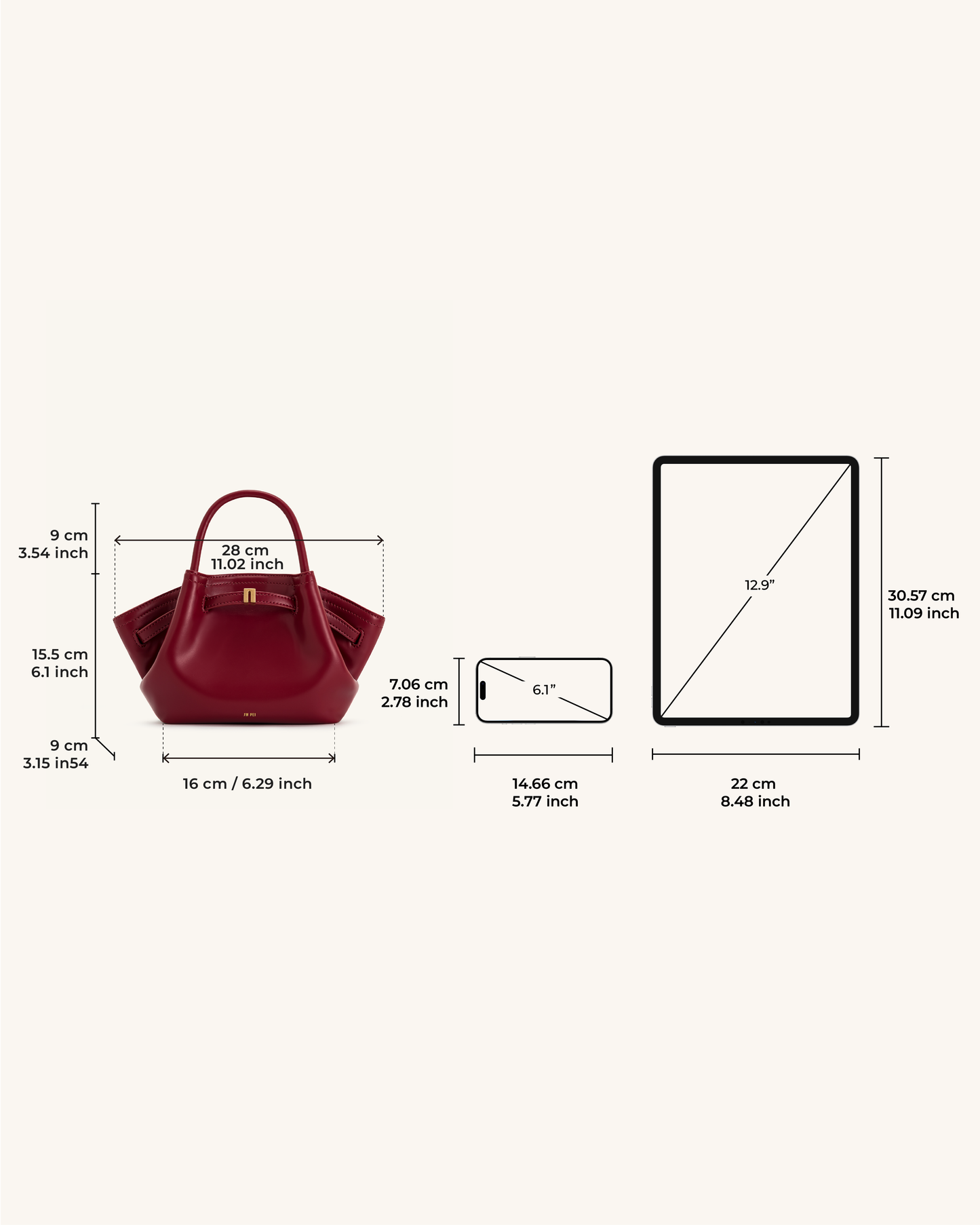 Hana Mini Tote Çanta - Bordo