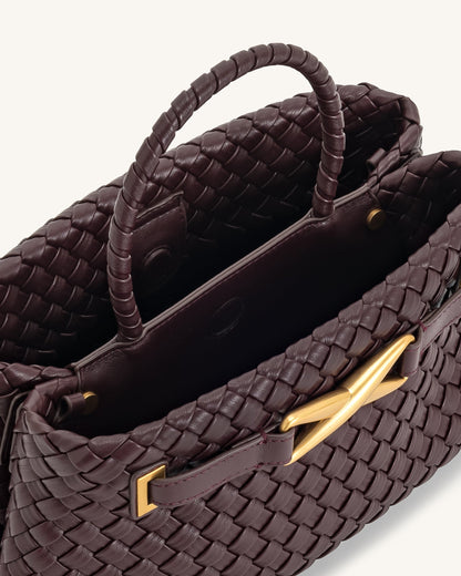 Elora Dokuma Tote Çanta - Derin Bordo