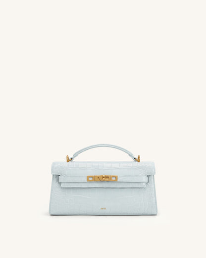 Noor Top Handle Bag - Blue Croc