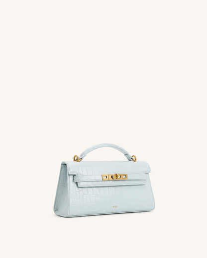 Noor Top Handle Bag - Blue Croc