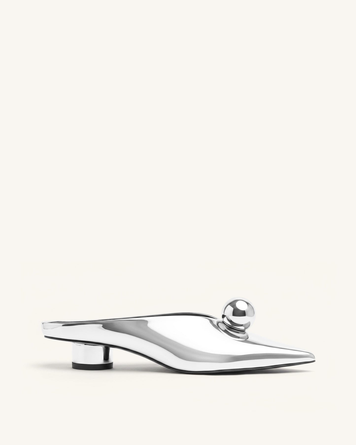Helena Gold Sphere Pointed Toe Mules - Silver