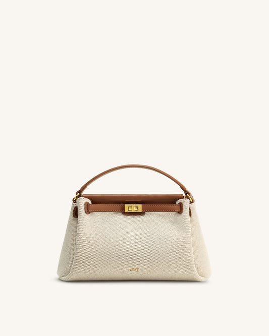 Carmen Top Handle Bag - Brown Canvas