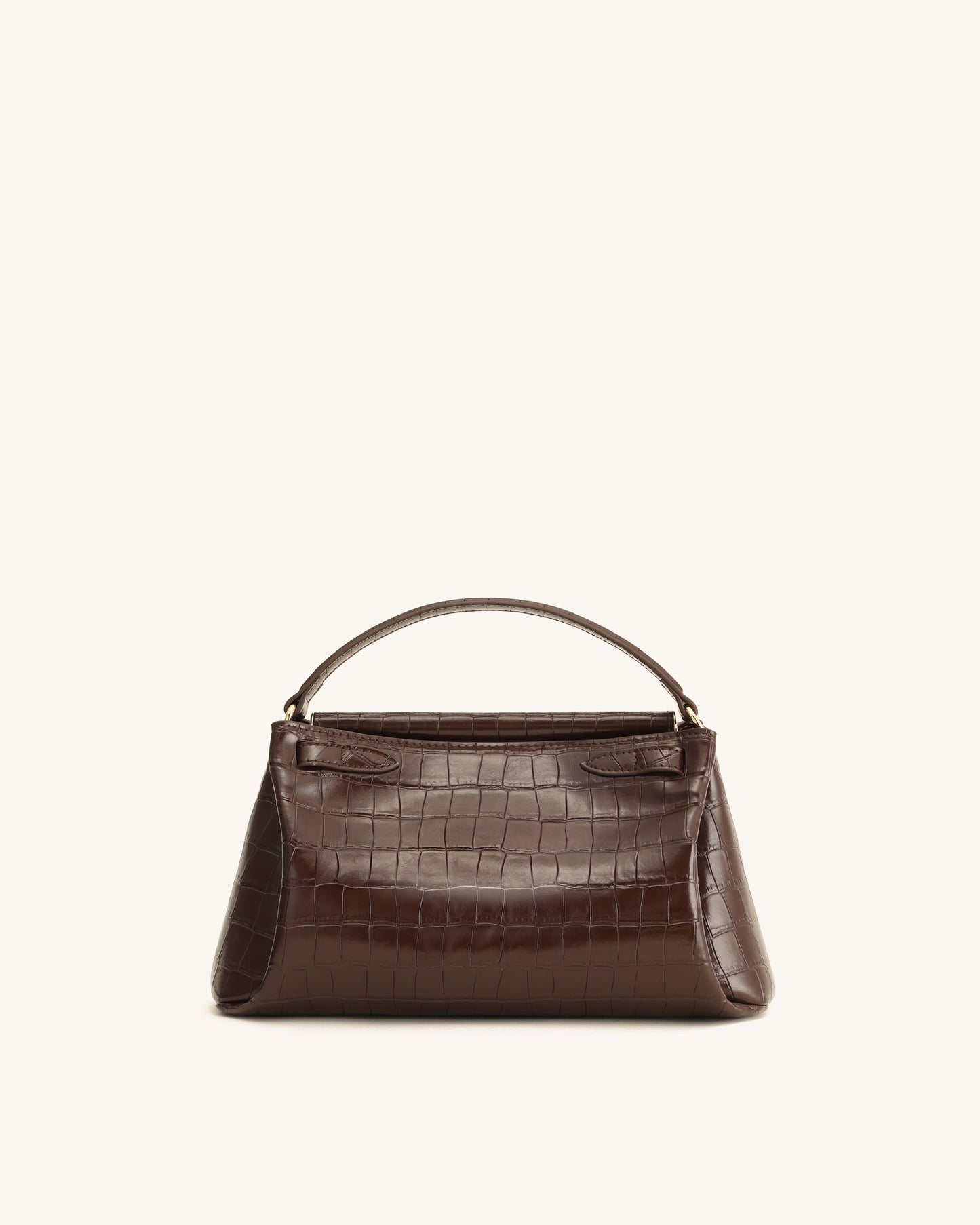 Carmen Top Handle Bag - Dark Brown Croc
