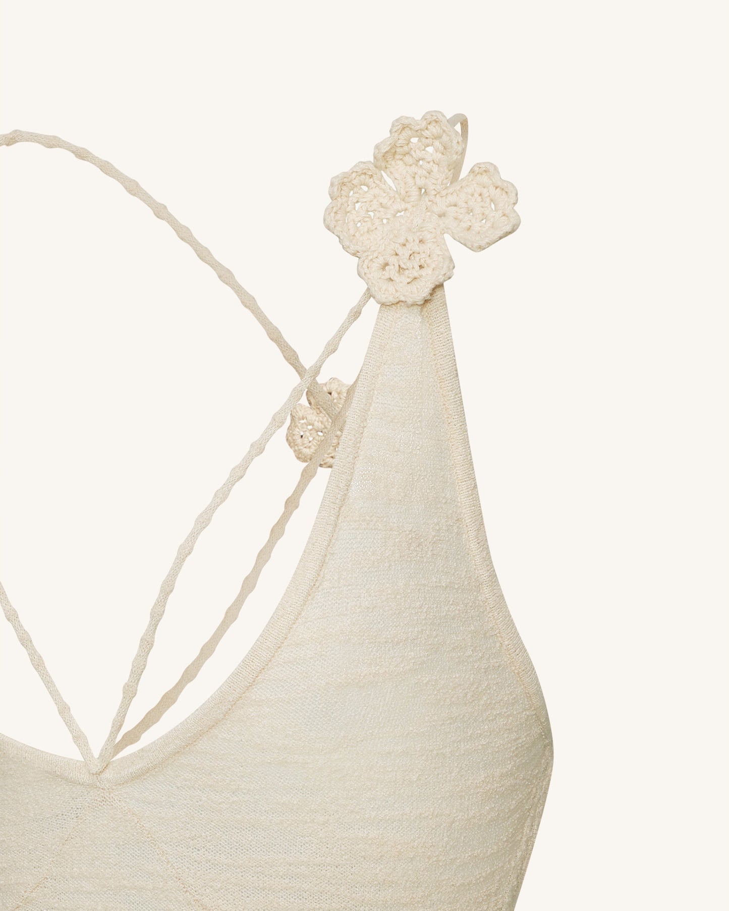 Dokulu Triko Halter Yaka Maxi Elbise - Krem