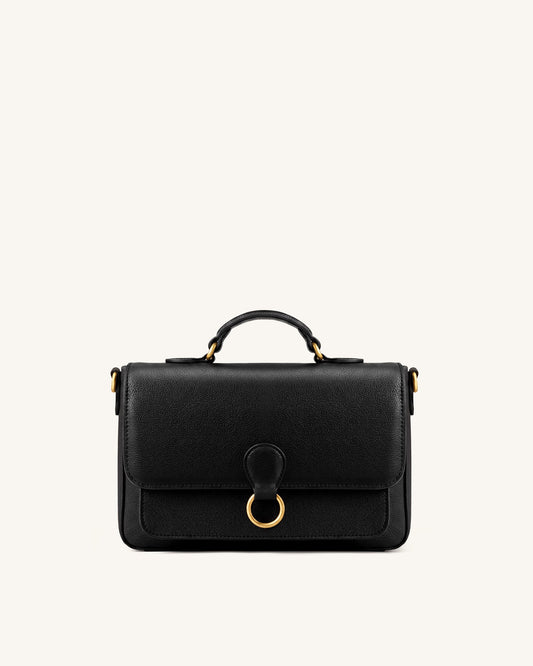 Mirelle Pebbled Top Handle Satchel - Black