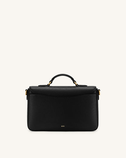 Mirelle Pebbled Top Handle Satchel - Black