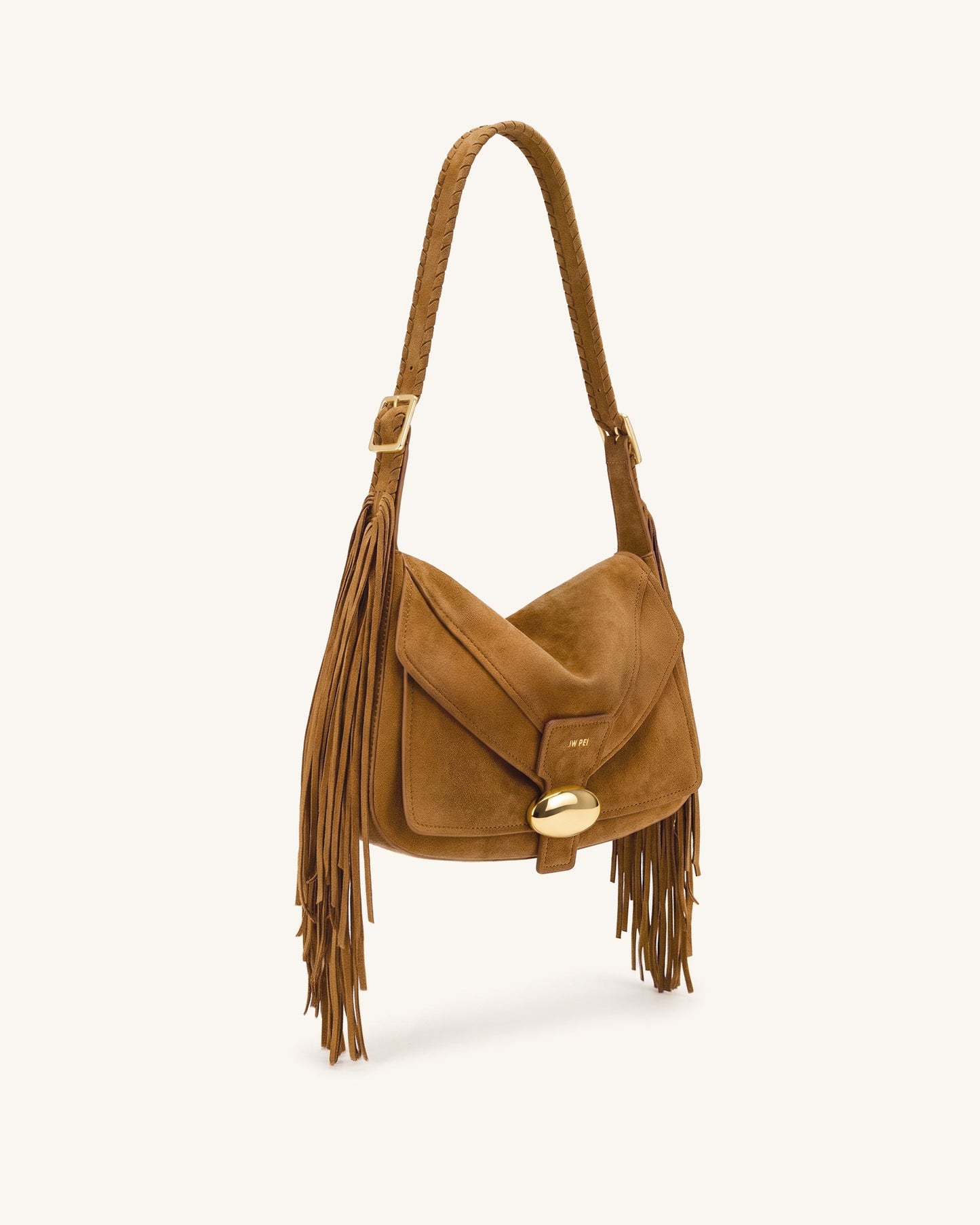Avery Fringe Faux Suede Shoulder Bag - Brown