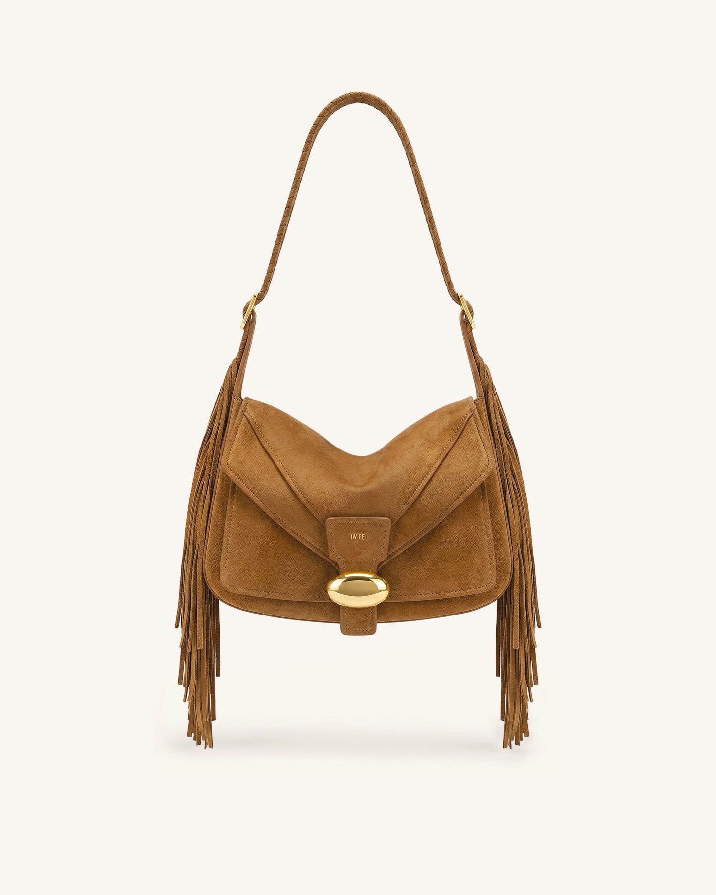 Avery Fringe Faux Suede Shoulder Bag - Brown