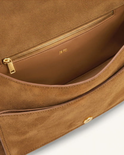 Avery Fringe Faux Suede Shoulder Bag - Brown