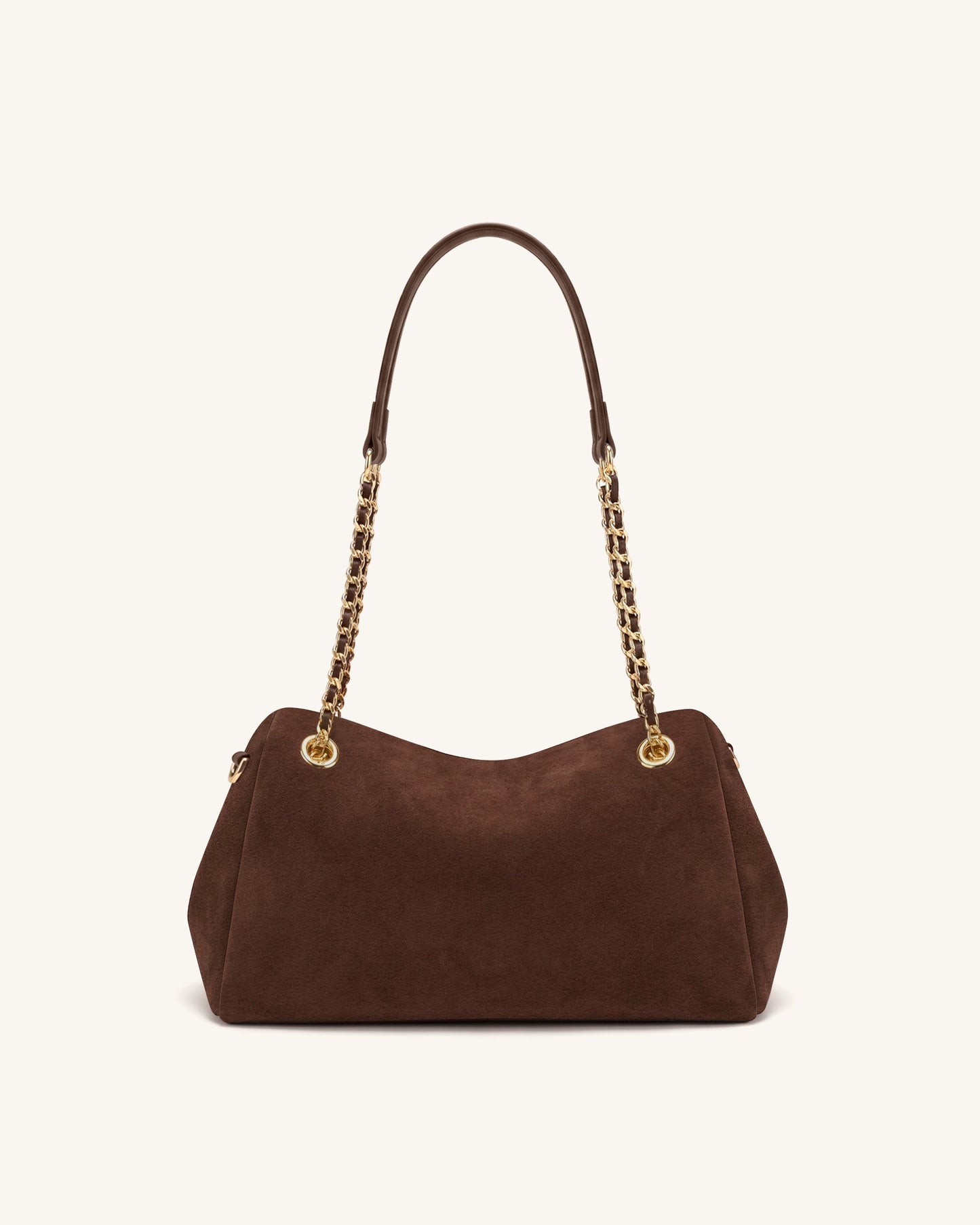 Mireya Faux Suede Chain Shoulder Bag - Dark Brown