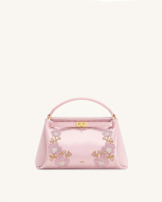 Carmen Beaded Orchid Top Handle Bag - Light Pink