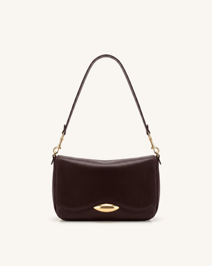 Sofia Classic Flap Shoulder Bag - Dark Brown