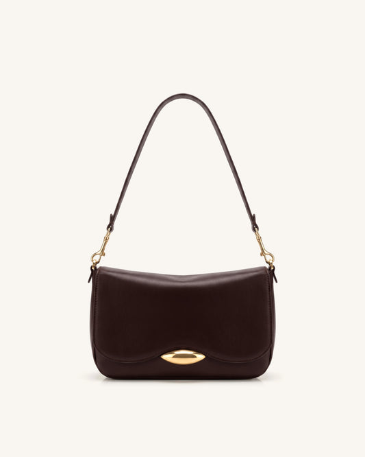 Sofia Classic Flap Shoulder Bag - Dark Brown