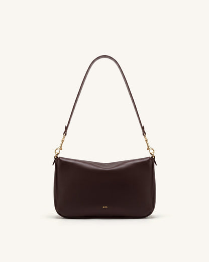 Sofia Classic Flap Shoulder Bag - Dark Brown
