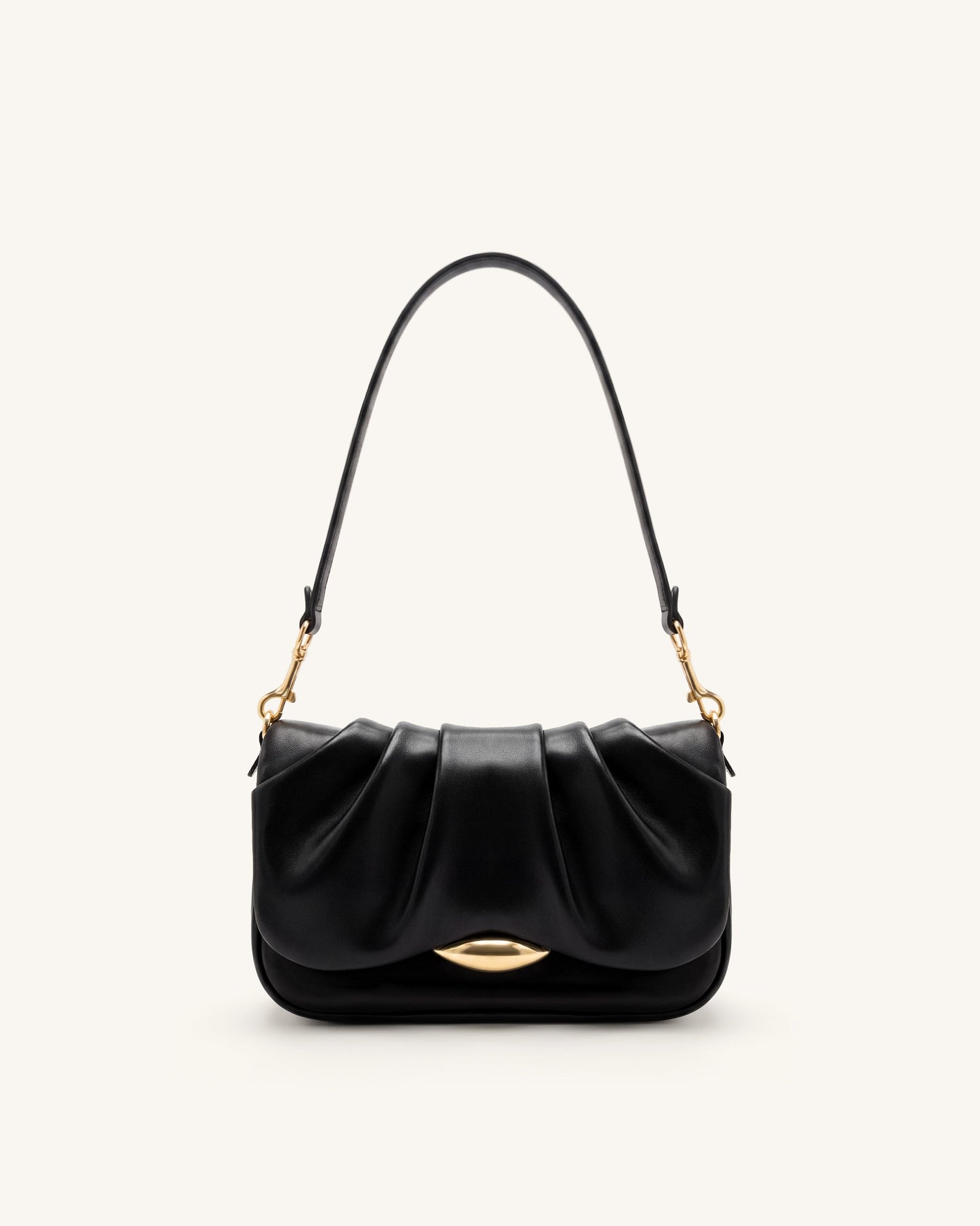Sofia Ruched Shoulder Bag - Black