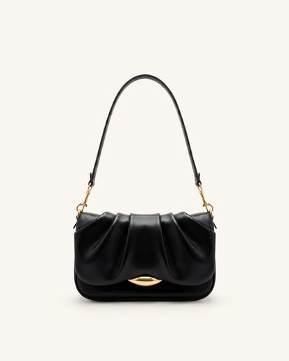Sofia Ruched Shoulder Bag - Black