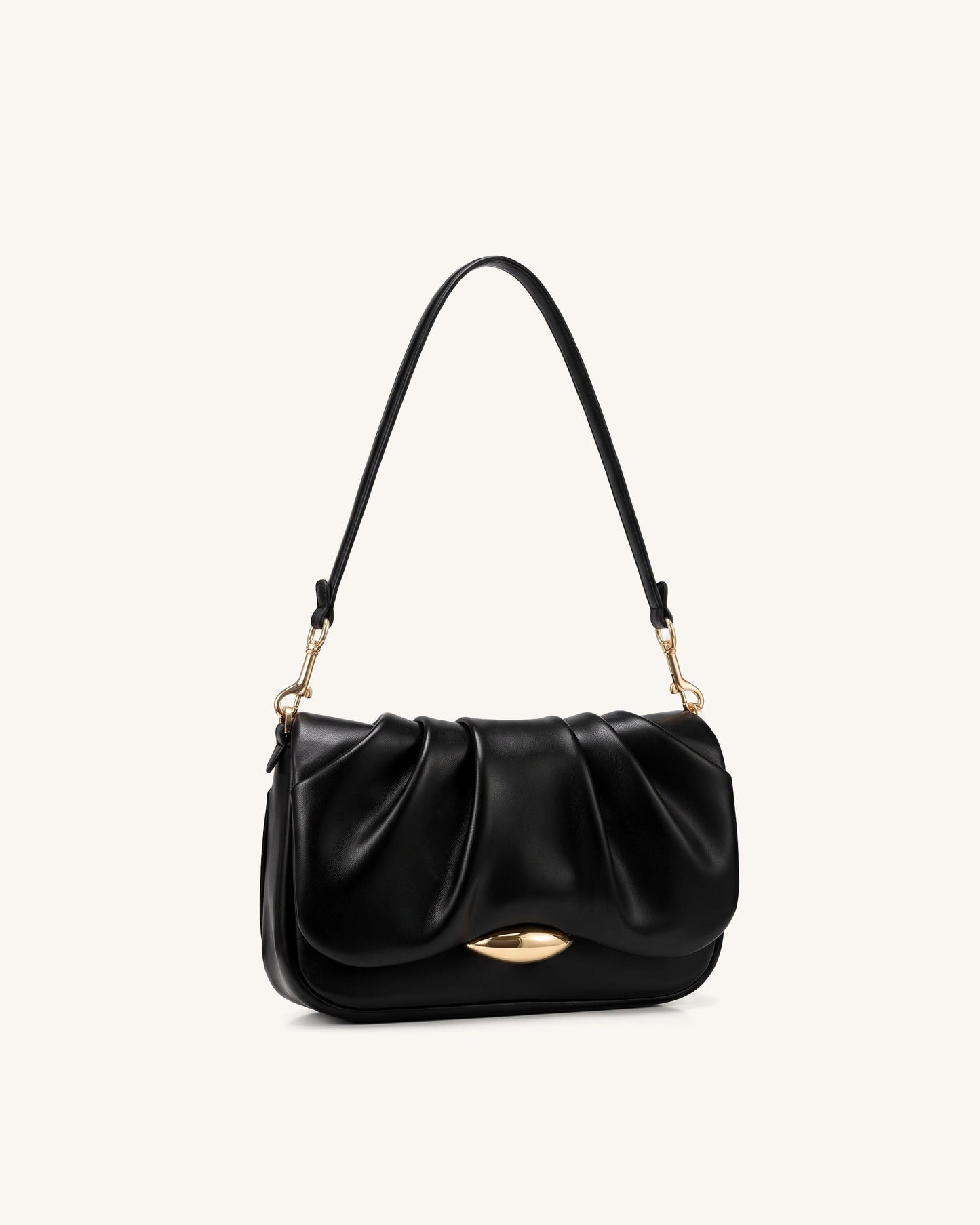 Sofia Ruched Shoulder Bag - Black