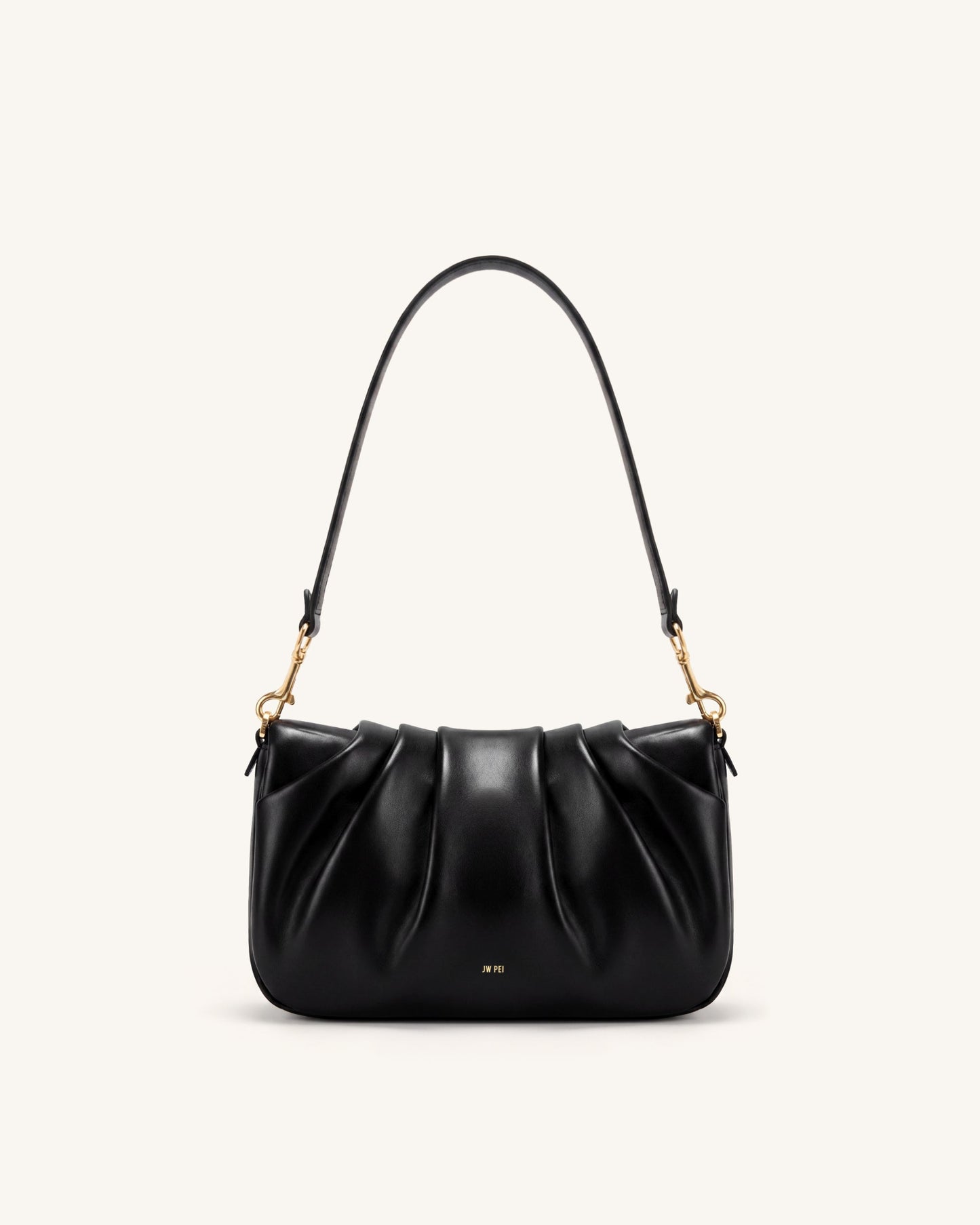 Sofia Ruched Shoulder Bag - Black